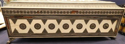 Lot 1271 - A Vizagapatam Ivory, Ebony and Sadeli Work Box, mid 19th century, of sarcophagus form with...