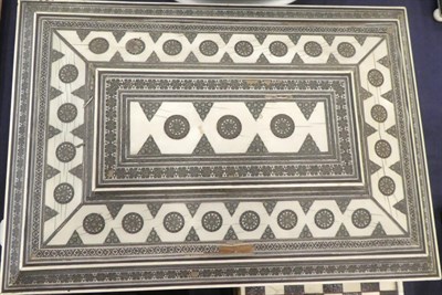 Lot 1271 - A Vizagapatam Ivory, Ebony and Sadeli Work Box, mid 19th century, of sarcophagus form with...