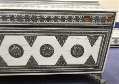 Lot 1271 - A Vizagapatam Ivory, Ebony and Sadeli Work Box, mid 19th century, of sarcophagus form with...