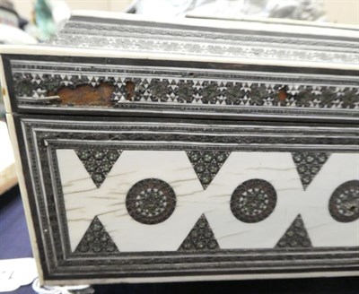 Lot 1271 - A Vizagapatam Ivory, Ebony and Sadeli Work Box, mid 19th century, of sarcophagus form with...