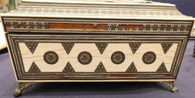 Lot 1271 - A Vizagapatam Ivory, Ebony and Sadeli Work Box, mid 19th century, of sarcophagus form with...