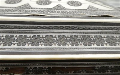 Lot 1271 - A Vizagapatam Ivory, Ebony and Sadeli Work Box, mid 19th century, of sarcophagus form with...