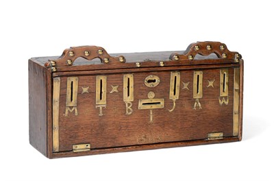Lot 1277 - A Brass Mounted Oak Money Box, dated 1848, of rectangular form with two carrying handles, the...