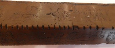 Lot 1280 - A Carved Wooden Hexagonal Staff, possibly a Runic or Clog Almanac, engraved with various...