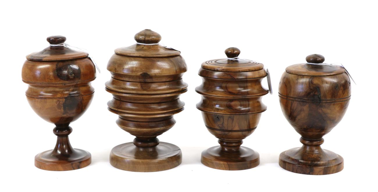 Lot 1283 - A Turned Treen Pedestal Cup and Cover, 19th