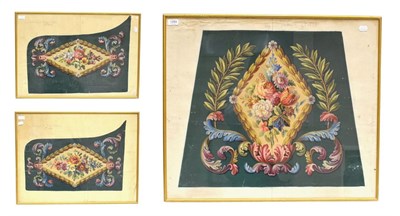 Lot 1284 - A Set of Three French Upholstery Designs, for tapestry covers on seating furniture, watercolour and