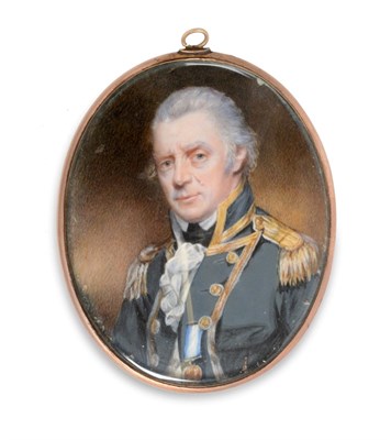 Lot 1298 - English School (19th century): Miniature Bust Portrait of a Naval Officer, wearing a Naval...