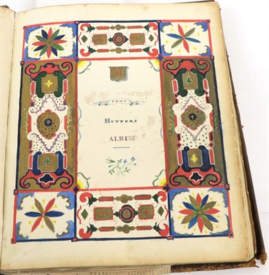 Lot 1321 - A Scrapbook, circa 1870, containing various drawings, prints, verse, prose and dried flowers,...