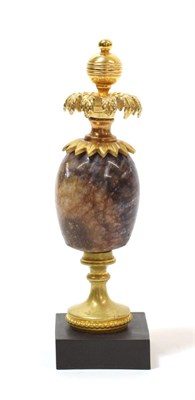 Lot 1322 - A Gilt Metal Mounted Blue John Cassolette, in the manner of Matthew Boulton, of ovoid form with orb