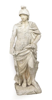 Lot 1334 - After the Antique: A Cast Stone Figure of a Classical Warrior, wearing a plumed helmet and...