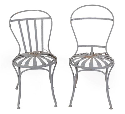 Lot 1336 - François A Carre: A Pair of Steel Sprung Garden Chairs, with wrought iron frame, 41cm by 41cm...