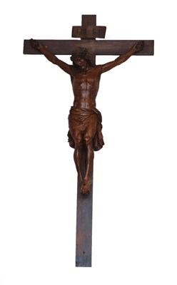 Lot 1339 - A Carved Oak Figure of Cristo Moro, late 19th century, on the cross, 204cm high overall See...