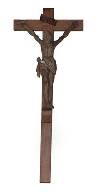 Lot 1341 - A Painted Wood and Gesso Figure of Cristo Moro, in 16th century style, on an oak cross, 148cm...