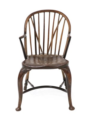 Lot 1343 - An 18th Century Thames Valley Spindle Back Armchair, with elm moulded seat and traces of grren...