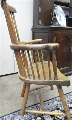 Lot 1350 - A Late 18th Century Ash Stick-Back Armchair, Thames Valley Region, the comb top rail above...