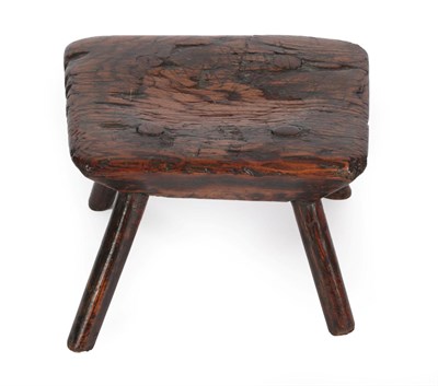 Lot 1351 - An Early 19th Century Ash Primitive Four-Legged Stool, 30cm by 29cm by 19cm