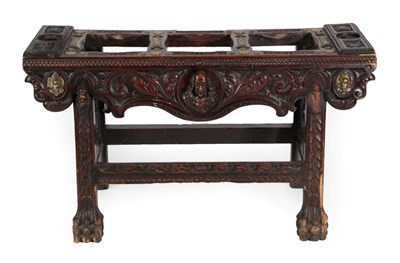 Lot 1368 - A 19th Century Carved Oak Counter Table, of rectangular form, with brass rosette motifs and...