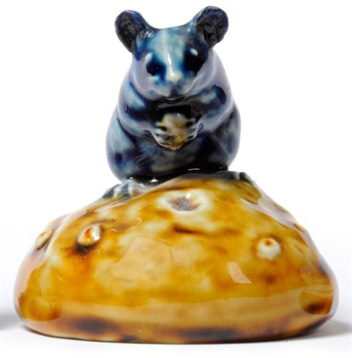 Lot 1423 - A Doulton Lambeth Stoneware Mouse Paperweight, by George Tinworth, modelled with a blue glazed...