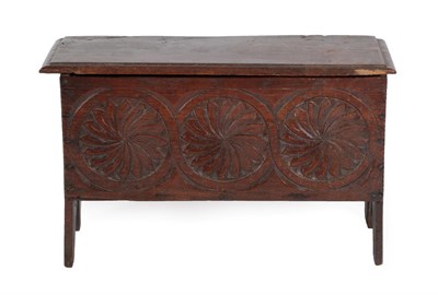 Lot 1397 - A 17th Century Joined Oak Chest, the moulded hinged lid enclosing a candle box, above three...