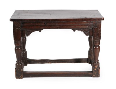 Lot 1400 - A 17th Century Joined Oak Refectory Type Table, of attractive proportions, the plain frieze...