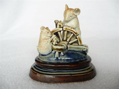 Lot 1424 - A Doulton Lambeth Stoneware "THE WHEELWRIGHT" Mouse Menu Holder, by George Tinworth, with a...