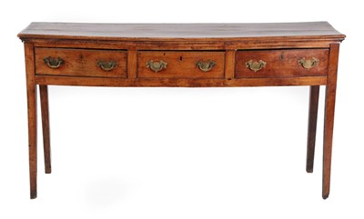 Lot 1408 - An 18th Century Fruitwood Low Dresser, the moulded top above three frieze drawer fitted with...