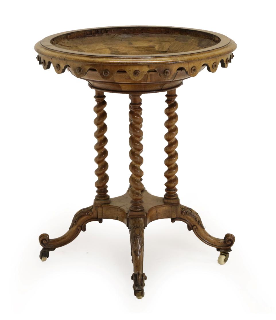 Lot 1413 - A Victorian Walnut Brazier or Centre Table,