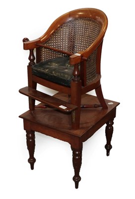 Lot 1415 - A Victorian Child's Highchair, circa 1870, with caned back support and seat above a squab...