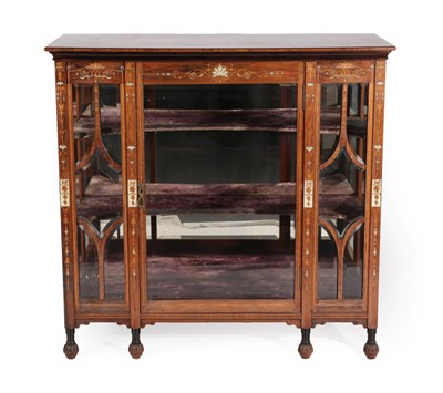 Lot 1417 - A Victorian Rosewood, Marquetry and Ivory Inlaid Display Cabinet, 3rd quarter 19th century, the...