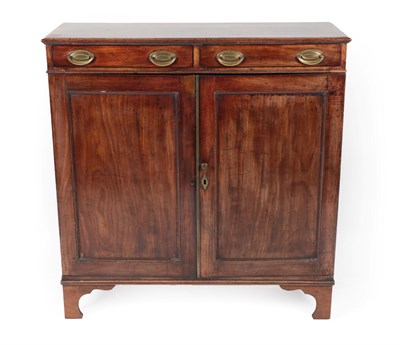 Lot 1419 - ^ A George III Mahogany Cabinet, early 19th century, the moulded top above two frieze drawers...