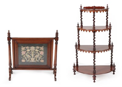 Lot 1422 - ^ A Victorian Mahogany Four-Tier Whatnot, circa 1870, of D shape graduated form with spiral...