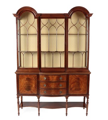 Lot 1430 - An Early 20th Century Mahogany Dome-Top Display Cabinet, the moulded top above a central lancet...