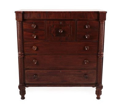 Lot 1435 - A Victorian Mahogany Lobby Chest, 3rd quarter 19th century, of breakfront form with deep...