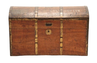 Lot 1444 - A Late 19th Century Cedarwood and Brass Bound Cabin Trunk, with painted initials JM and...