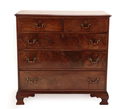 Lot 1445 - A George III Mahogany and Boxwood Strung Straight Front Chest of Drawers, circa 1800, the...