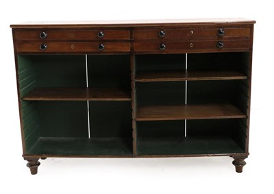 Lot 1447 - A Victorian Mahogany Dwarf Bookcase, mid 19th century, with four frieze drawers with turned and...