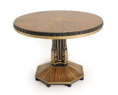 Lot 1465 - A Victorian Black Walnut, Ebonised and Parcel Gilt Circular Centre Table in the Ceylonese...