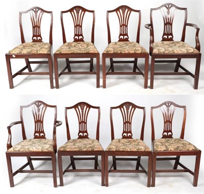 Lot 1471 - A Set of Eight George III Style Mahogany Dining Chairs, late 19th century, including two...