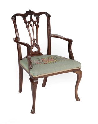 Lot 1473 - A George III Style Chippendale Design Carved Mahogany Open Armchair, late 19th/early 20th...