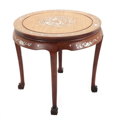 Lot 1478 - An Early 20th Century Chinese Hardwood and Mother-of-Pearl Inlaid Centre Table, the moulded top...