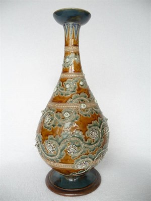 Lot 1434 - A Doulton Lambeth Stoneware Vase, probably by George Tinworth, incised and applied decoration,...