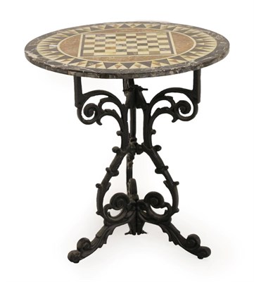 Lot 1523 - A 19th Century Italian Specimen Marble Circular Games' Top Table, with circular black and pink...