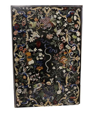 Lot 1529 - A Rectangular Pietra Dura Table Top, modern, decorated in a marquetry pattern with samples of lapis