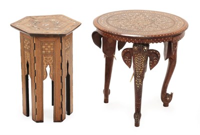 Lot 1537 - An Early 20th Century Damascus Mother-of-Pearl and Parquetry Hexagonal Occasional Table, the...