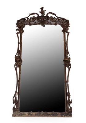 Lot 1541 - A Victorian Gesso Overmantel Mirror, circa 1860, with original mirror plate within a simulated wood