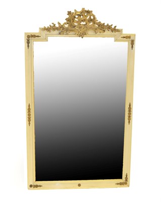 Lot 1552 - A Cream Painted Parcel Gilt and Gilt Metal Mounted Overmantel Mirror, late 19th/early 20th century