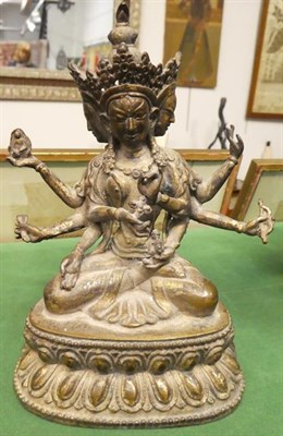 Lot 3 - A Gilt Copper Alloy Figure of Ushnishavijaya, Tibet, probably 18th century, the seated goddess...