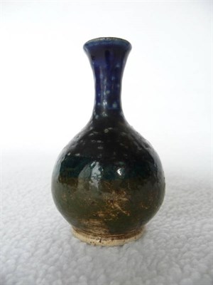 Lot 1440 - A Martin Brothers Stoneware Miniature Vase, covered in a blue and green glaze, incised Martin, 7cm