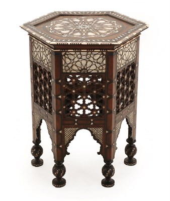 Lot 24 - A Damascus Bone, Mother-of-Pearl and Pewter Strung Hardwood Occasional Table, late 19th...
