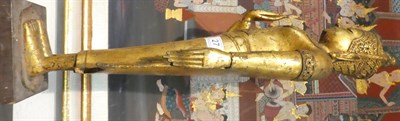 Lot 27 - A Thai Gilt Bronze Figure of Buddha, 19th century, standing wearing scroll headdress and...